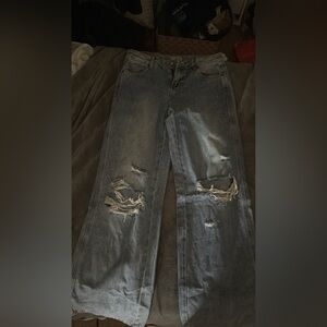 Distressed Blue Jeans